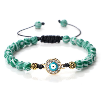 Olivenorma 6mm Natural Stone Zircon Beads Evil Eye Bracelet