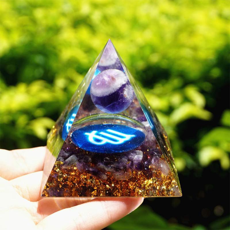 (Clearance 30% OFF / CODE: OFF30) - Olivenorma Amethyst Virgo Zodiac Orgone Pyramid