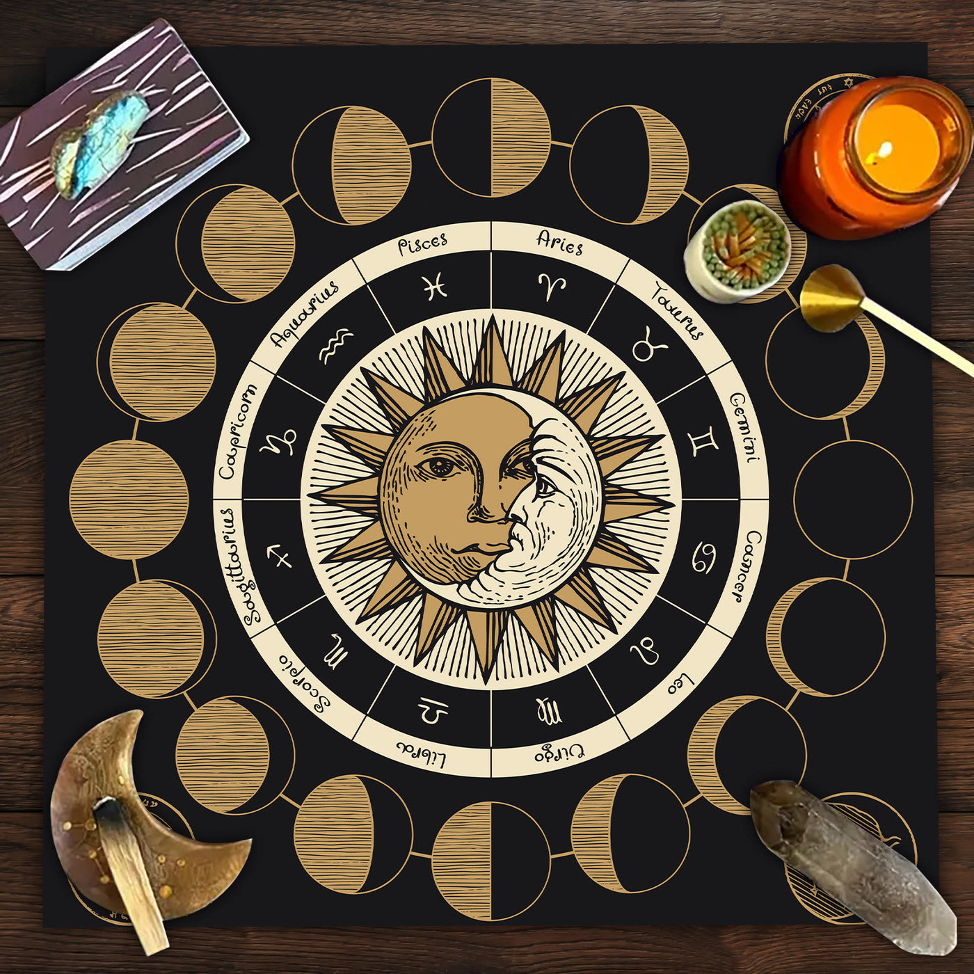 Olivenorma Astrology Wheel Moon Phase Zodiac Tarot Tablecloth