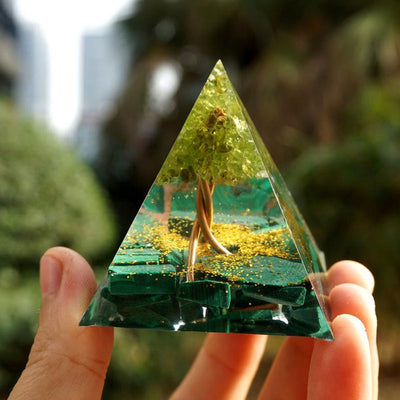 Olivenorma Sacred Heart Forest Malachite & Peridot Orgone Pyramid - image 7
