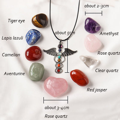 Olivenorma Natural Irregular Meditation Polished Chakra Gemstones Crystal Set