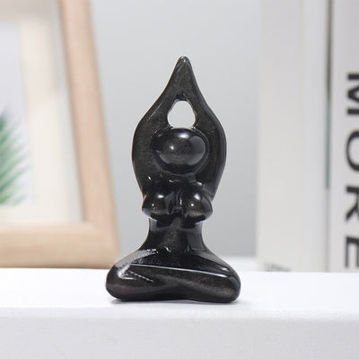 Olivenorma Natural Rough Stone Carving Yoga Girl Gemstone Decoration