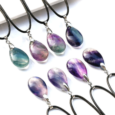 Olivenorma Natural Fluorite Water Drop Pendant Necklace