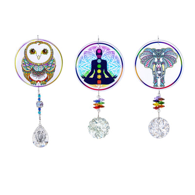 Olivenorma Owl Chakra Crystal Pendant Suncatcher Wind Chime