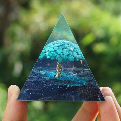 Olivenorma Blue Sandstone With Turquoise Healing Orgone Pyramid