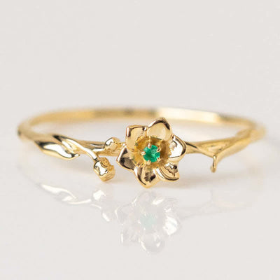 Olivenorma Dainty Statement Birth Flower Gold Ring