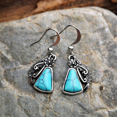 Olivenorma White Turquoise Carved Feather Earrings - Turquoise - image 5