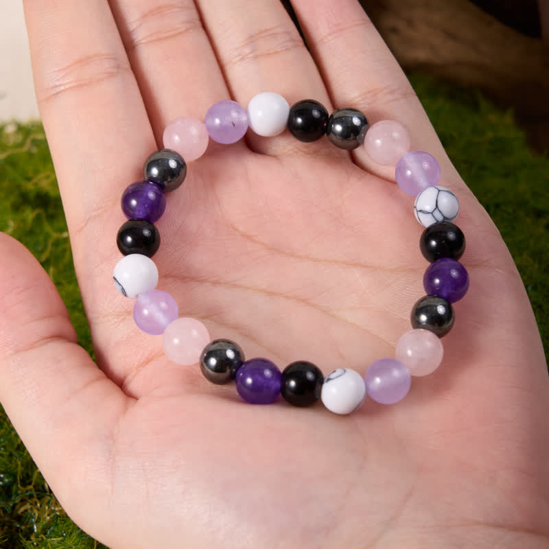 Olivenorma Rose Quartz Amethyst Obsidian Hematite Beads Bracelet