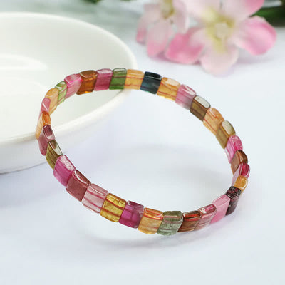 Olivenorma Natural Tourmaline Square Beads Beaded Bracelet