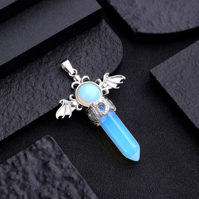 Olivenorma Natural Stone Angel Devil Wings Pendant Necklace