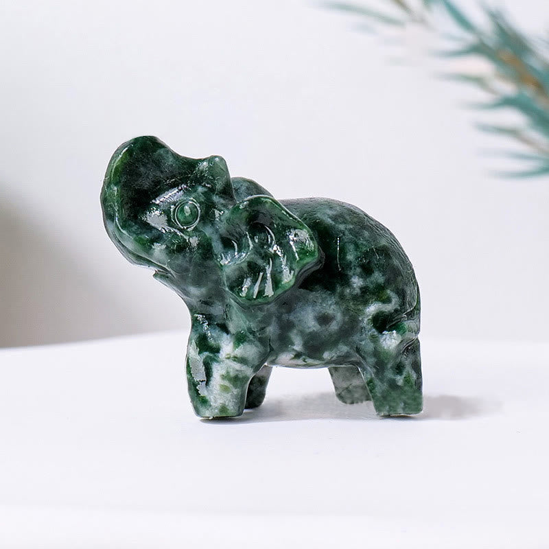 Olivenorma Natural Crystal Elephant Carving Ornament Gemstone Decoration - Green Jade - image 12