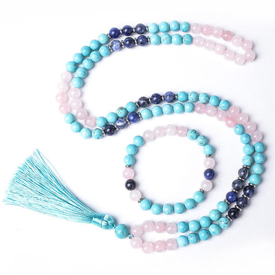 Olivenorma 108 Natural Stone Mala Beads Bracelet Necklace Set