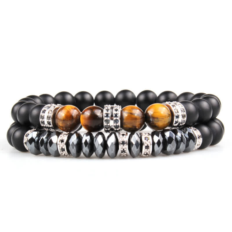 Olivenorma Black Onyx Hematite Tiger Eye Bracelet