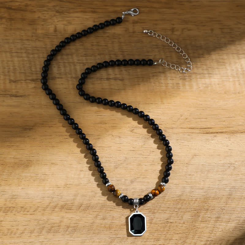 Olivenorma Black Onyx Natural Stone Beads Men Necklace