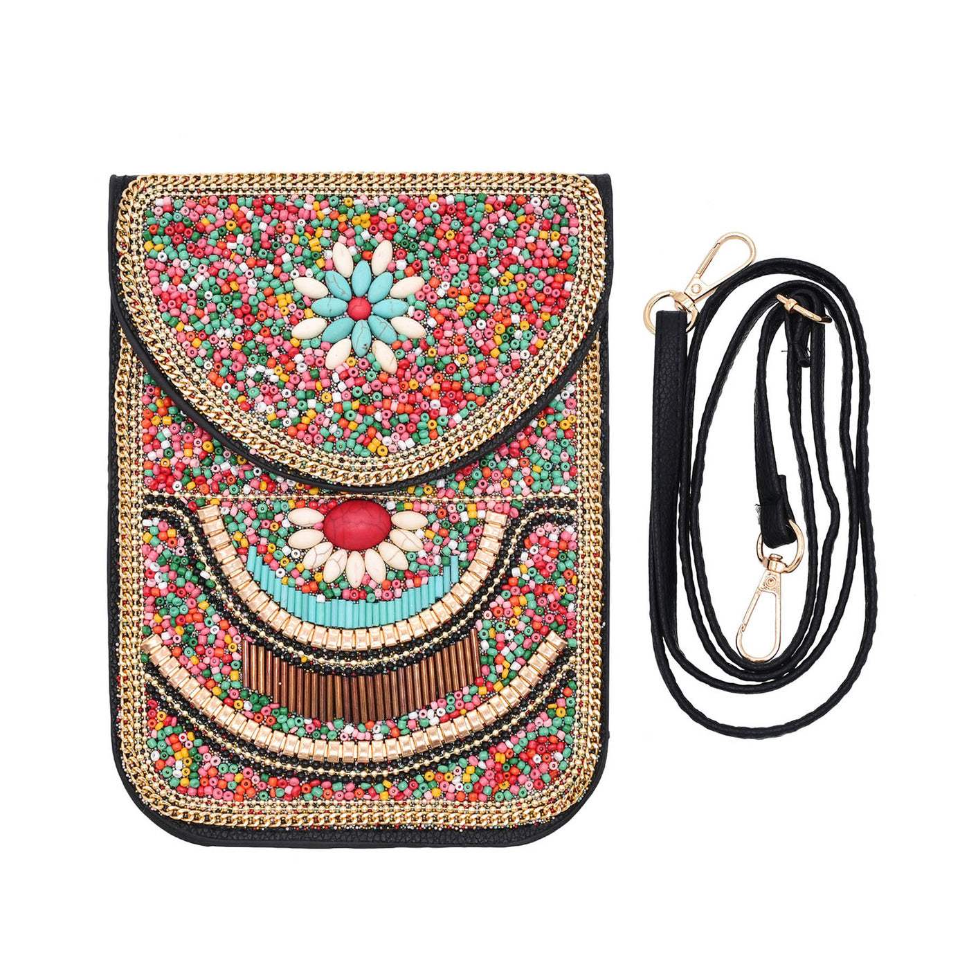 Olivenorma Ethnic Style Beaded Crossbody Mobile Phone Bag