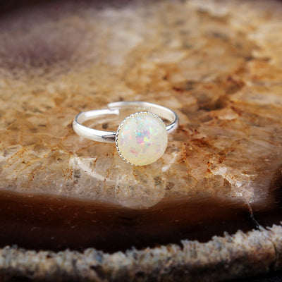 Olivenorma Opal Moonstone Simple Half Circle Adjustable Ring