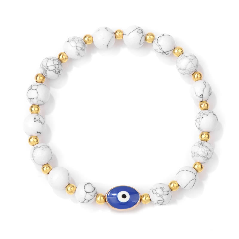 Olivenorma 8mm Blue Tiger Eye Evil Eye Bracelet