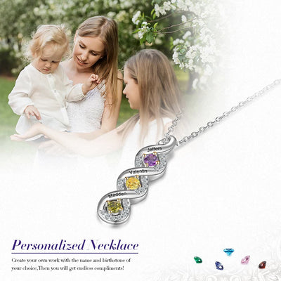 Olivenorma Women Birthstone Engraved Name Necklace