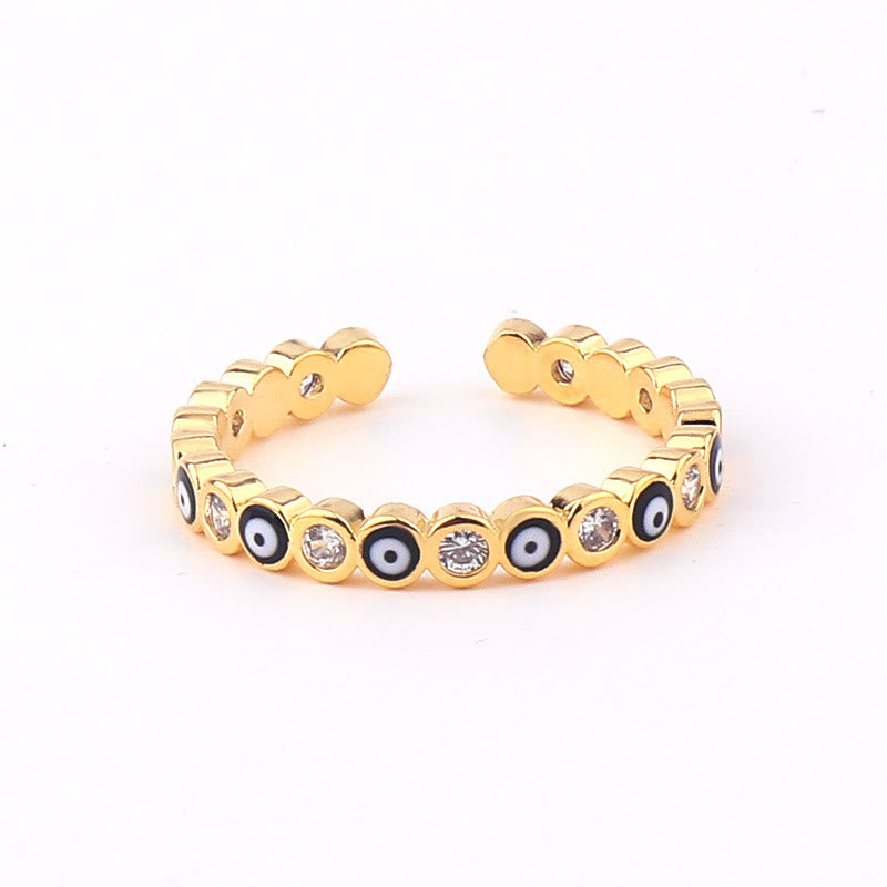 Olivenorma Colorful Evil Eye White Zircon Adjustable Ring