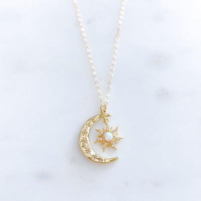 Olivenorma Opal Sun and Moon Necklace