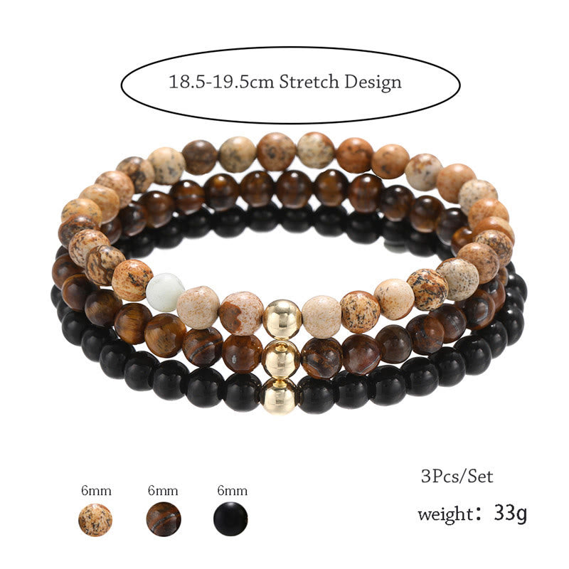 Olivenorma 6mm Onyx & Tiger Eye Stone Accessories Beads Bracelet