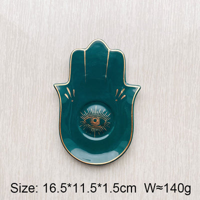 Olivenorma Hamsa Small Tray Evil Eye Jewelry Plate Coaster