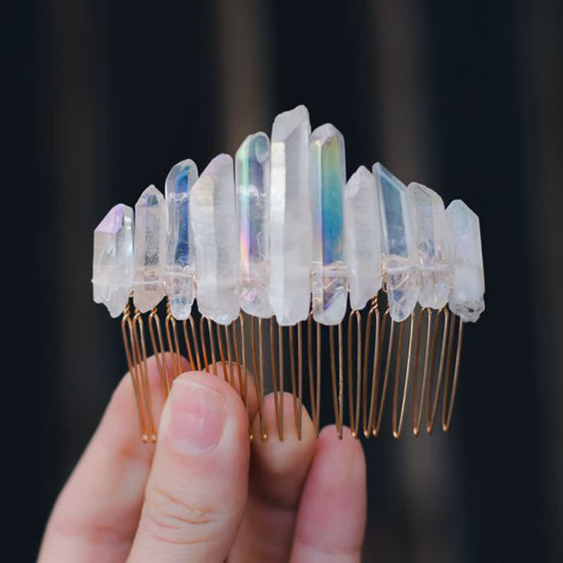 Natural Crystal U Shape Hair Comb Crystal Crown