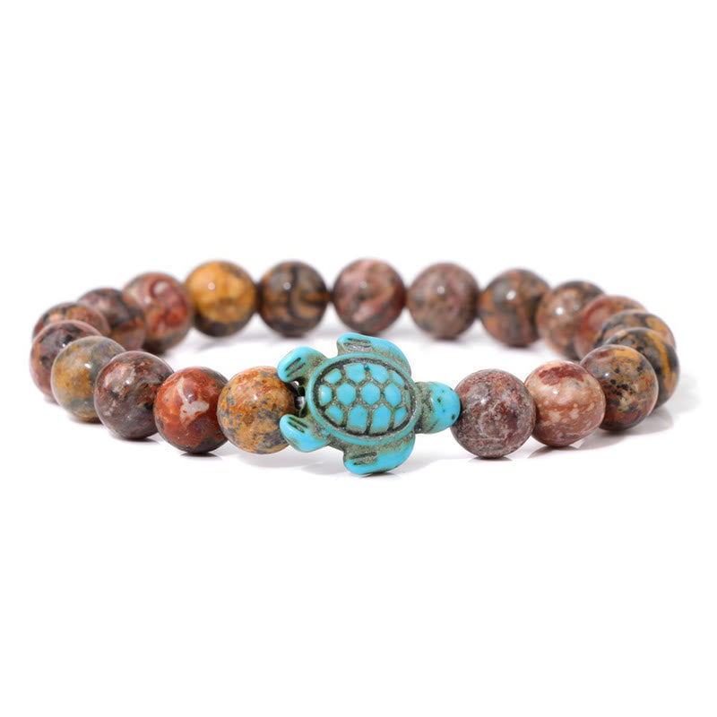 Olivenorma "Sense of Flow" - Natural Stone Turquoise Turtle Simple Bracelet