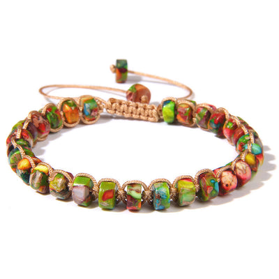 Olivenorma Natural Stone Wheel Bead Woven Bracelet