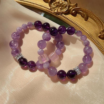 Olivenorma Natural Amethyst Lepidolite Beaded Bracelet