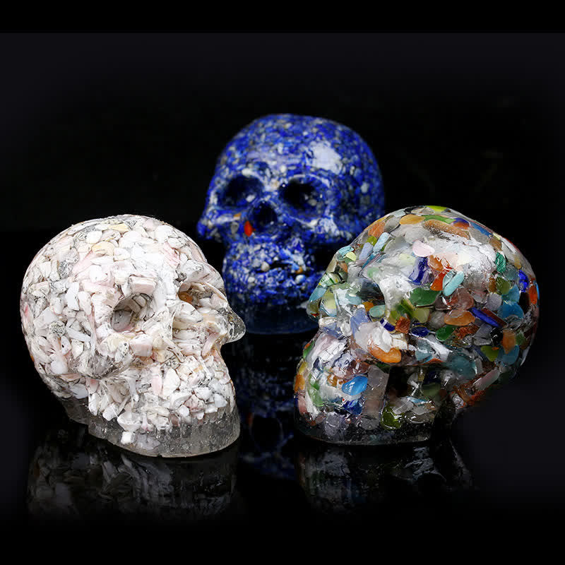 Olivenorma Natural Crystal Skull Gemstone Decoration