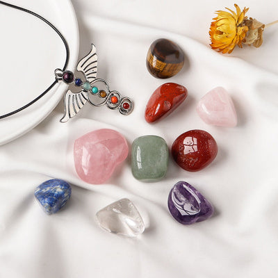 Olivenorma Natural Irregular Meditation Polished Chakra Gemstones Crystal Set