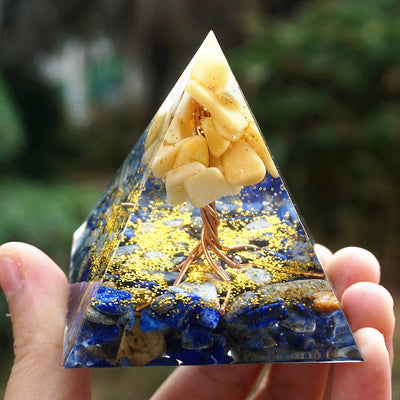 Olivenorma Yellow Aventurine With Lapis Lazuli Orgone Pyramid