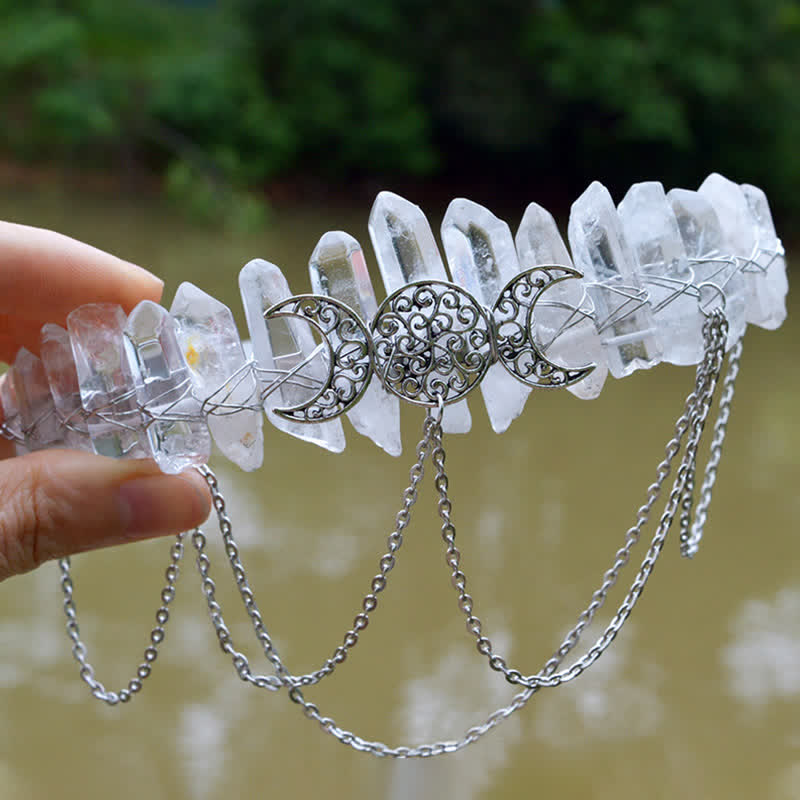 Olivenorma Cresent Moon Goddess Natural Crystal Crown