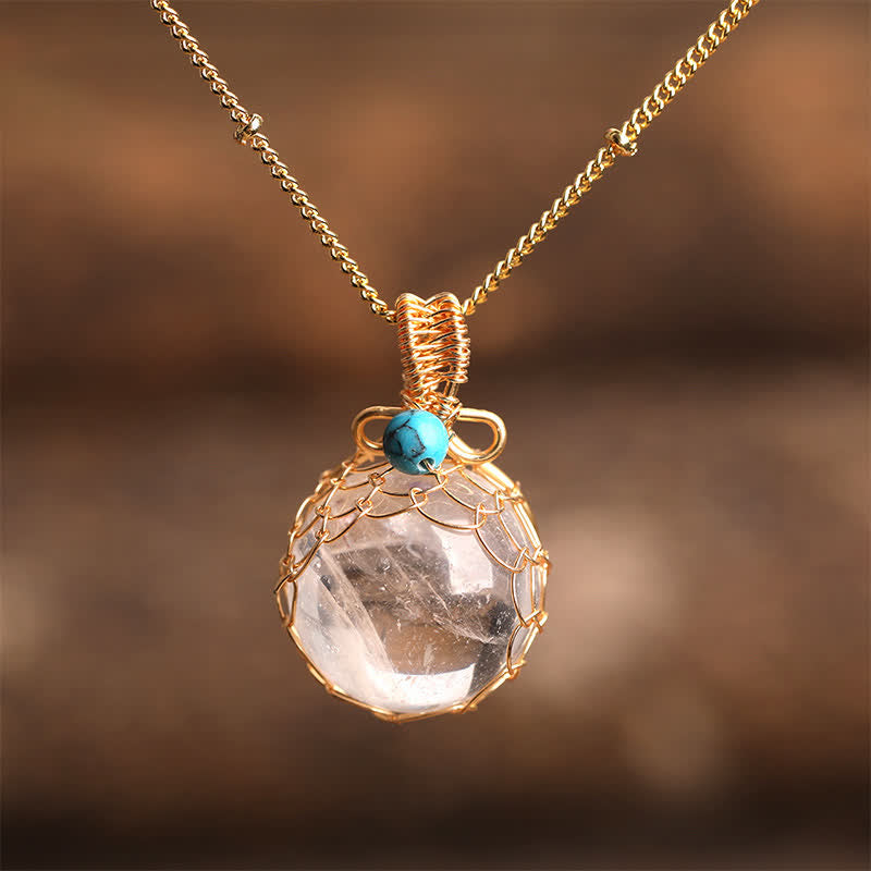 Olivenorma Delicate Natural Crystal Sphere Necklace