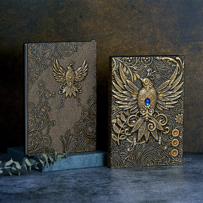 Olivenorma Crystal Stone Phoenix Embossed Leather Journal Notebook