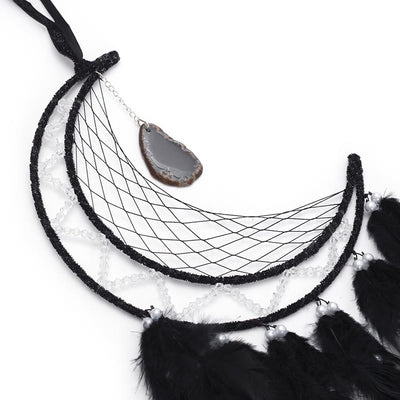 Olivenorma Black Onyx Pendant Black Feather Dream Catcher