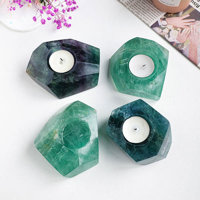 Olivenorma Green Fluorite Polish Candle Holder Natural Stone