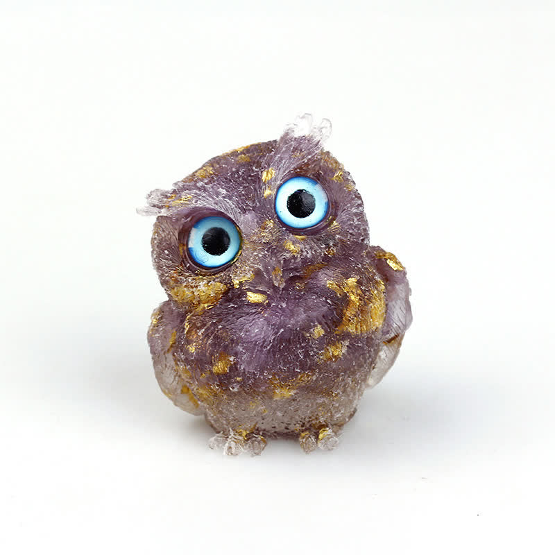 Olivenorma Natural Crystal Owl Gemstone Decoration