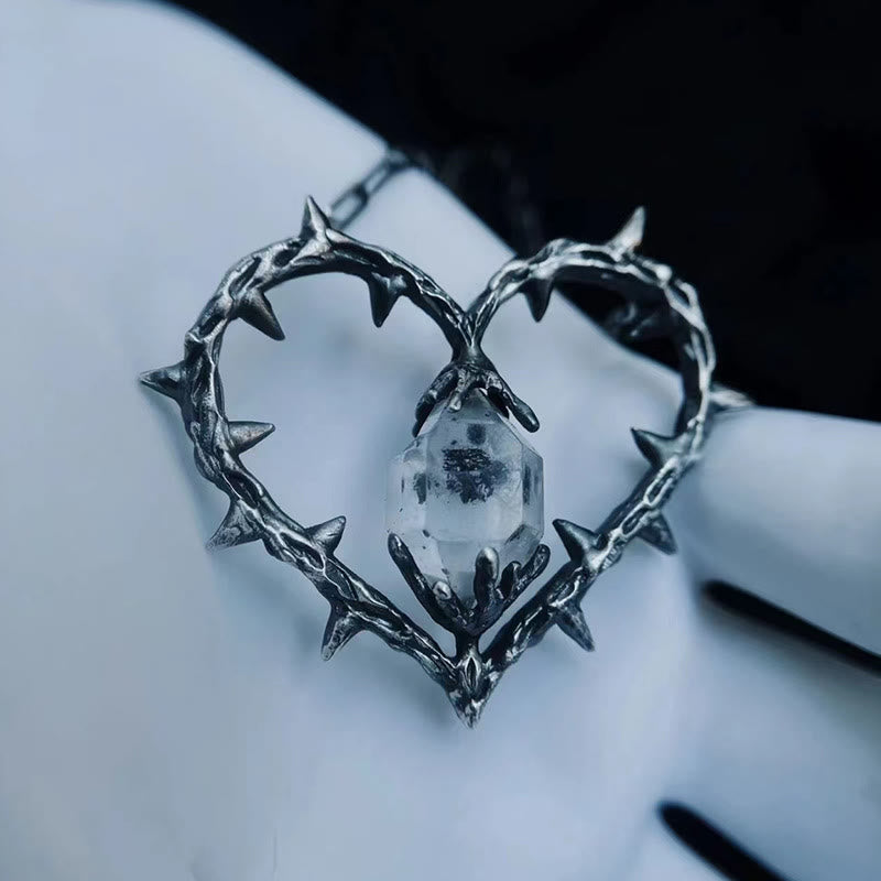 Olivenorma "Witch's Heart"-Clear Crystal Thorn Heart Necklace