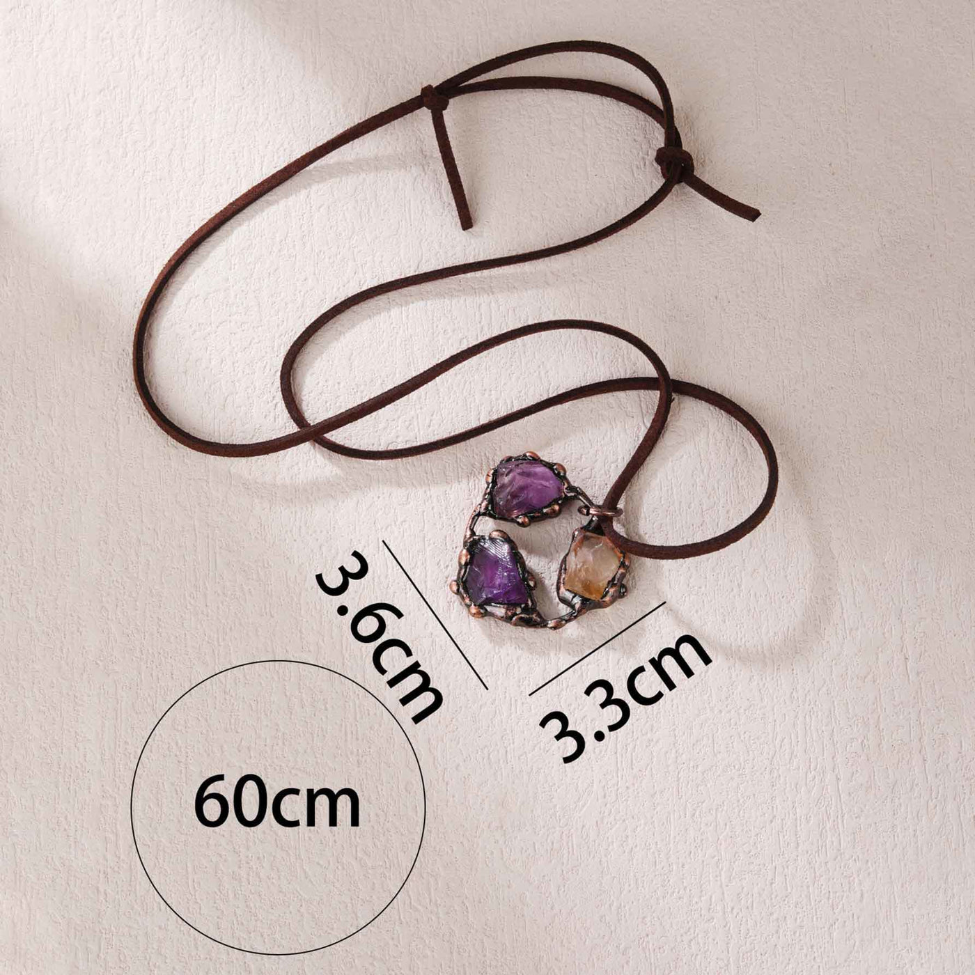 OlivenormaNatural Rough Stone Irregular Pendant Leather Rope Necklace