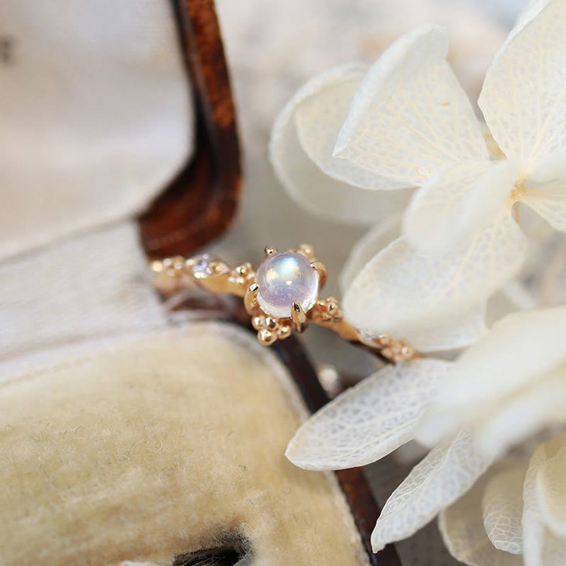 Olivenorma "You Are Bright Moonlight" - Dainty Moonstone Ring