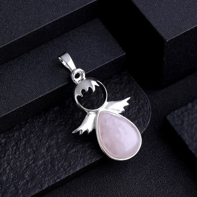 Olivenorma Angel Wing Crystal Drop Pendant Necklace