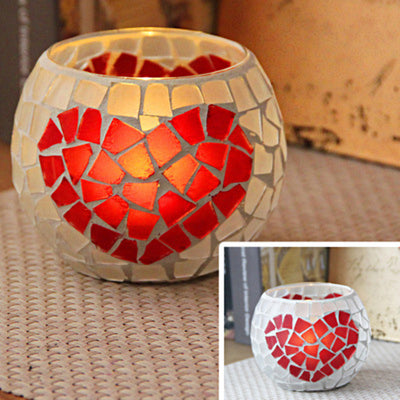 Olivenorma European Retro Glass Mosaic Candle Holder