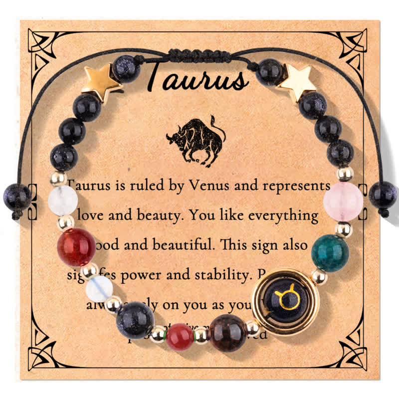 Olivenorma Blue Sandstone Natural Stone Beaded Zodiac Bracelet