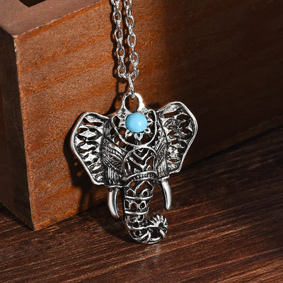 Olivenorma Vintage Turquoise Elephant Necklace - Turquoise - image 0
