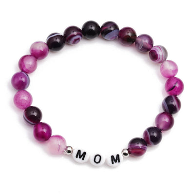 Olivenorma "MOM" Purple Agate Beaded Bracelet