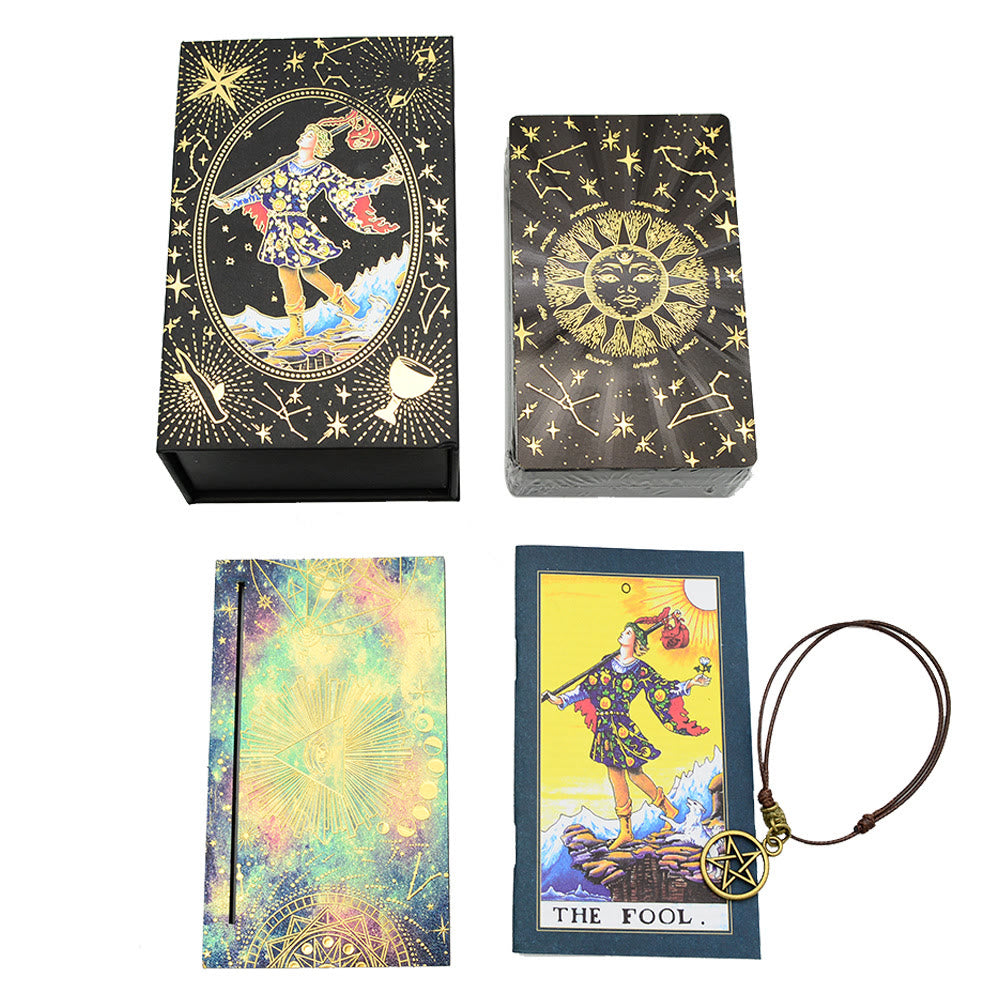 Olivenorma Black Gold Waite Foil Golden Tarot Deck Cards