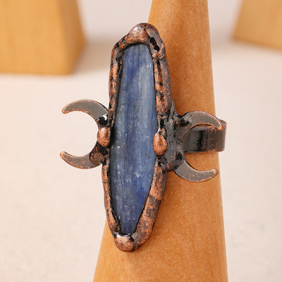 Olivenorma Kyanite Double Moon Healing Adjustable Ring