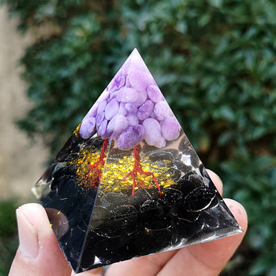 Olivenorma Purple Jade Obsidian Tree Of Life Orgone Pyramid